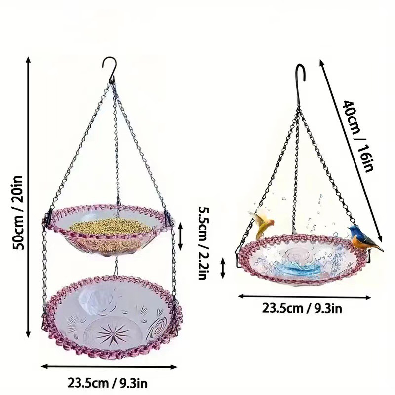 Grey Easy Clean Hanging Bird Feeder - Double Layer Durable Plastic Design for Patios - view 2