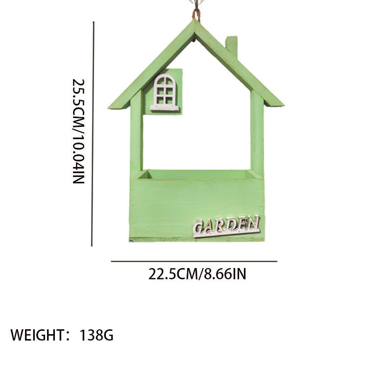 Green Charming Wooden House Hanging Bird Feeder - Attract Wild Birds to Your Garden - view 5
