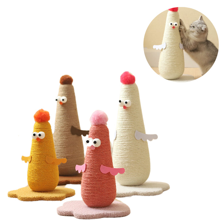 Pink Adorable Chick Cat Scratching Post - Durable Sisal Rope Scratcher Toy for Cats & Kittens - view 6
