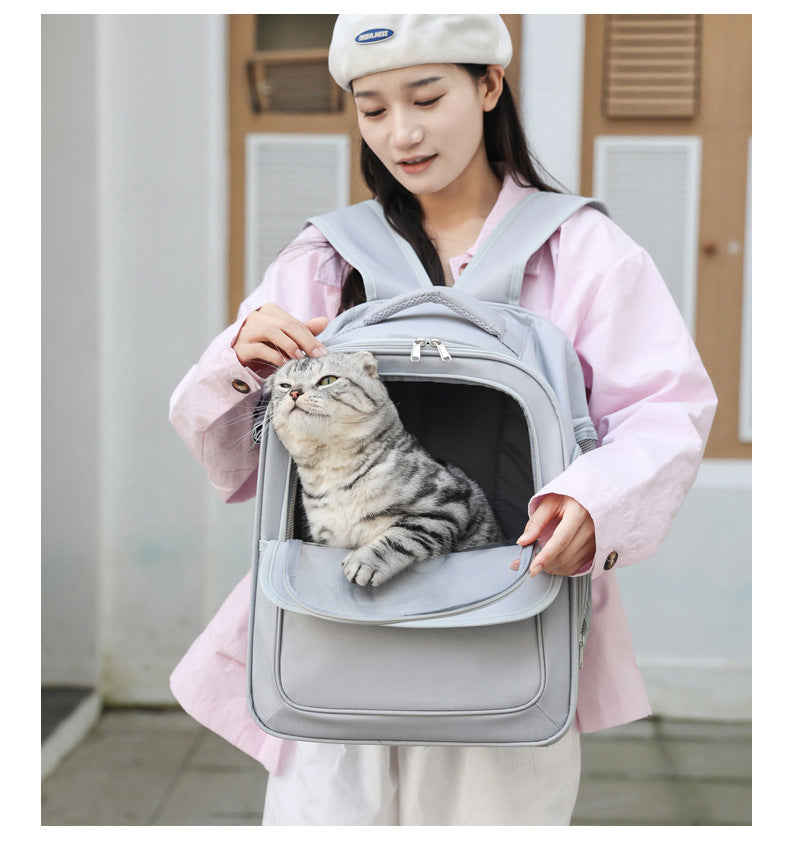 Beige And Pink Spacious Pet Carrier Backpack with Clear Window - Comfortable Travel Bag for Cats & Small Dogs - view 10