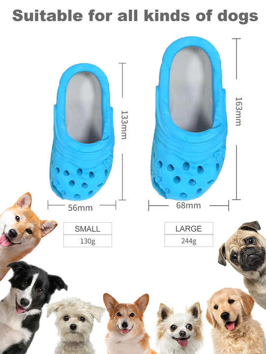 Size L Blue Tough Slipper Dog Chew Toy - Natural Rubber Treat Dispenser & Teeth Cleaner for Interactive Play & Boredom Relief - view 5