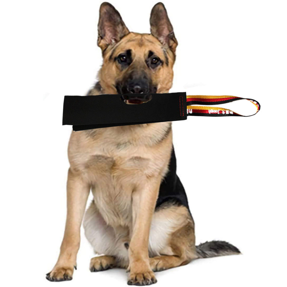 Black Premium Full-Grain Leather Dog Training Tug - Interactive Bite Rag with Strong Loop Handle for Play & Drive Building - view 7