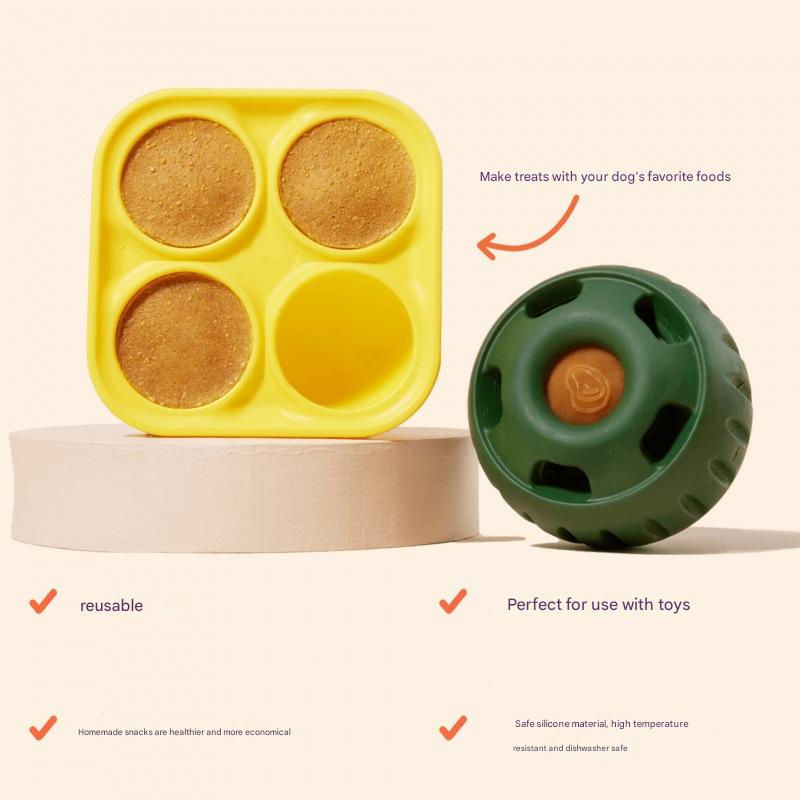 Interactive Dog Treat Dispensing Ball & Silicone Treat Mold Set - Durable, Dishwasher Safe(orange) - view 4