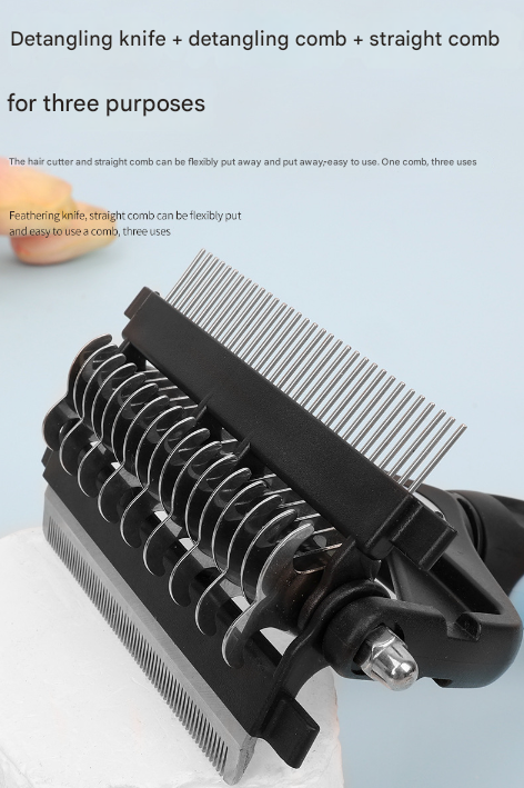 Green and Black Professional 3-in-1 Pet Grooming Tool - Dematting Rake, Deshedding Comb & Finishing Brush for Dogs & Cats - view 5