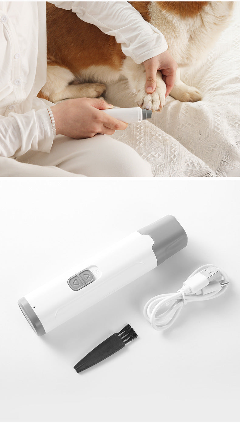 Grey Quiet Electric Pet Nail Grinder with LED Light - 2-Speed USB-C Rechargeable Trimmer for Dogs & Cats Grooming - view 8