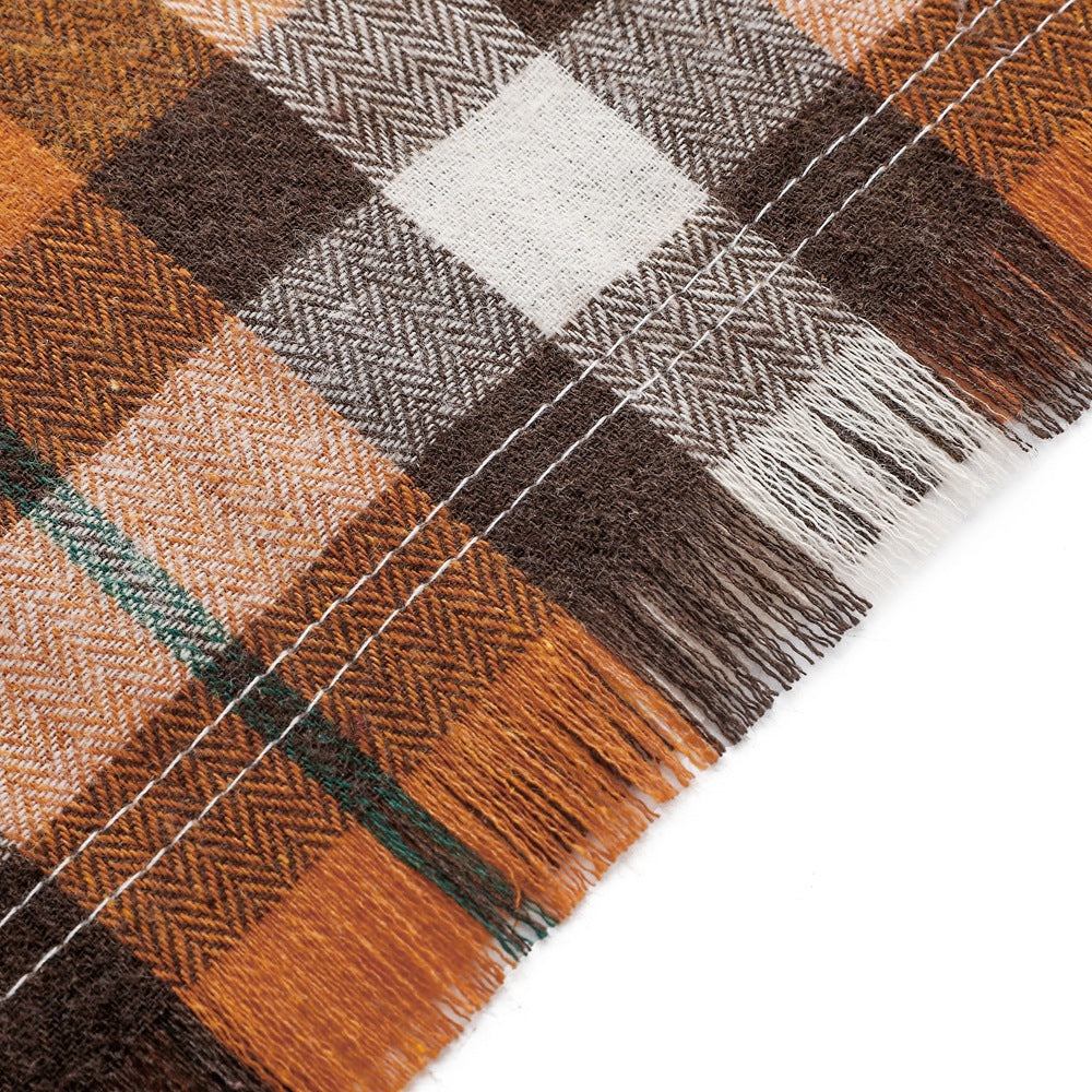Orange Tartan S 55x38x38cm Thanksgiving Plaid Dog Bandana 2-Pack - Festive Tassel Triangle Scarf for Pets - view 2