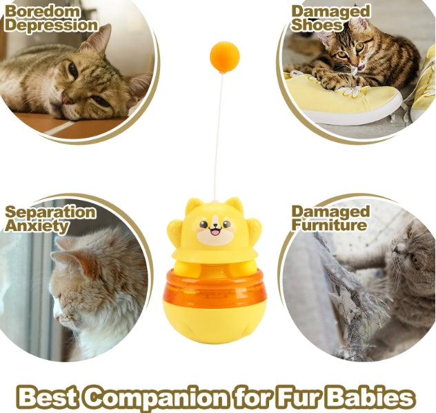 2-Piece Pink Interactive Cat Tumbler Toy - 3-in-1 Treat Dispensing Puzzle Feeder with Ball Track & Teaser Wand - view 4
