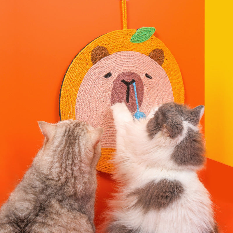 Fruit-Themed Capybara Cat Scratching Pad - Sisal Rope, EVA Non-Slip Backing, Hanging or Floor Use(yellow) - view 4