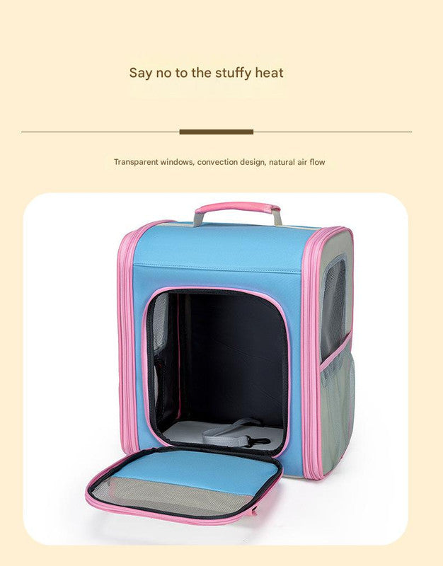 Breathable Pet Carrier Backpack - Large Capacity, Multiple Windows, Oxford Cloth(blue) - view 4