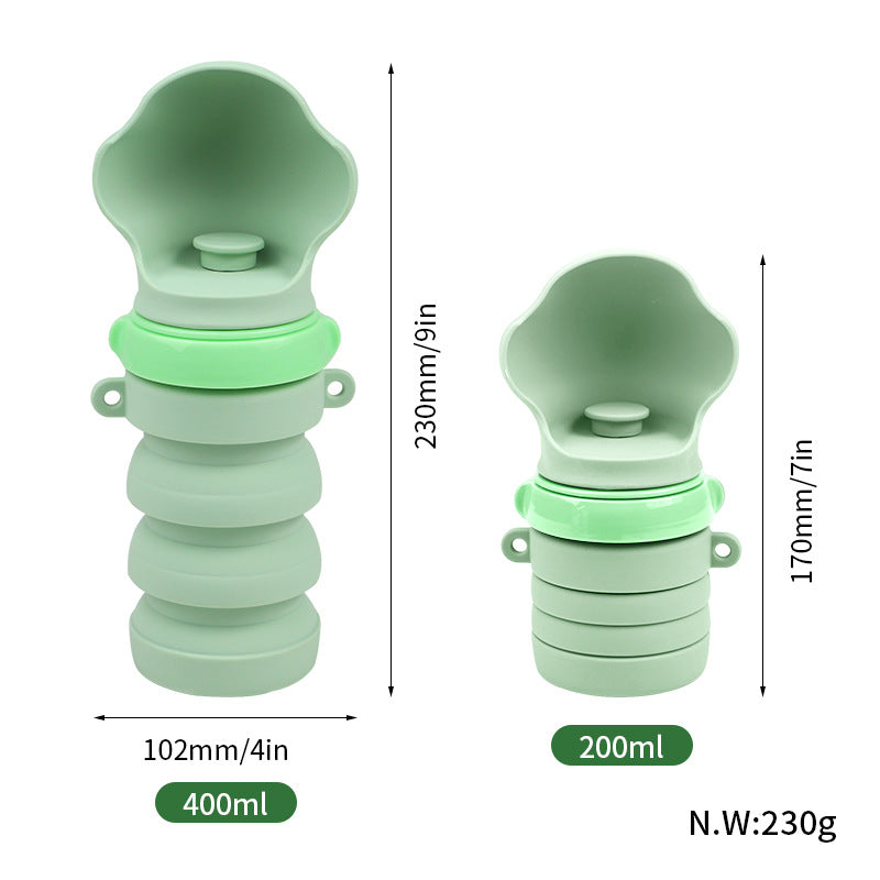 Green Portable Collapsible Pet Water Bottle for Dogs Outdoor Travel Drinking Dispenser Silicone Pet Water Cup - view 6