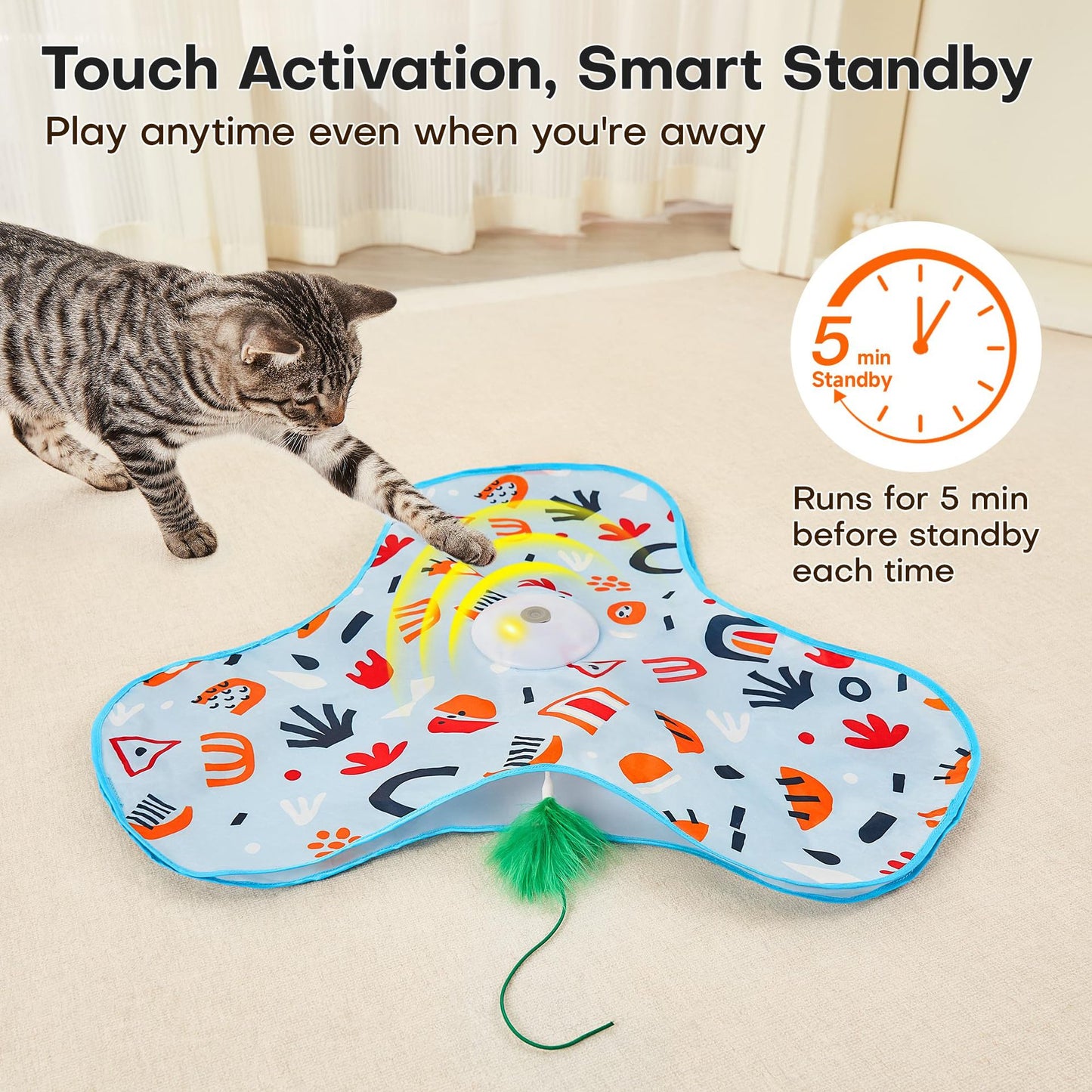 Dark Blue Interactive Cat Play Tunnel & Hunting Cover - Self-Entertaining Pet Game Toy with Teasers - view 3