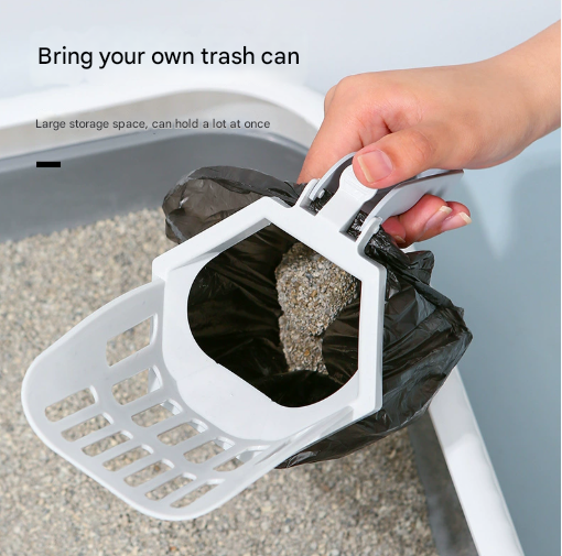 Yellow 2-in-1 Cat Litter Scoop with Attached Waste Bin Integrated Poop Scooper Holder Detachable Kit with 150 Degradable Bags - view 4