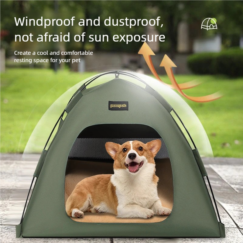 Small Size Pet Tent for Cats & Dogs(Khaki) - Portable Comfort Shelter with Soft Cushion - view 5