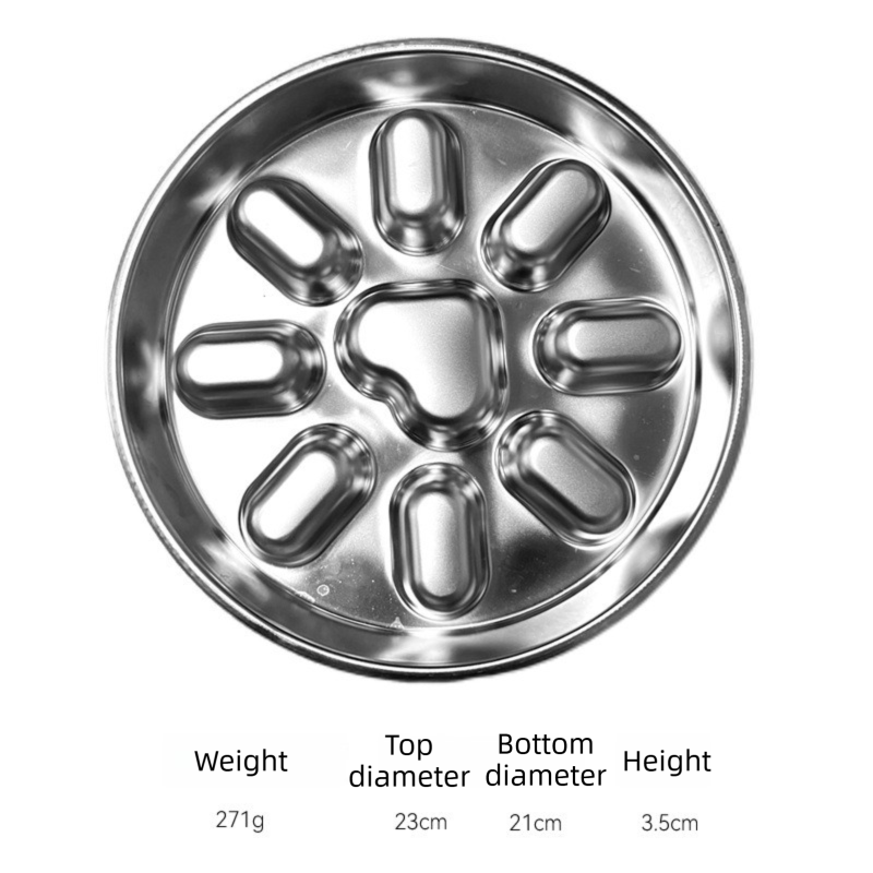 2-Pack Reversible Heavy-Duty 304 Stainless Steel Slow Feeder Bowl(23x23x3.5CM) - Anti-Slip/Tip Pet Dish for Dogs & Cats to Prevent Bloating and Choking - view 7