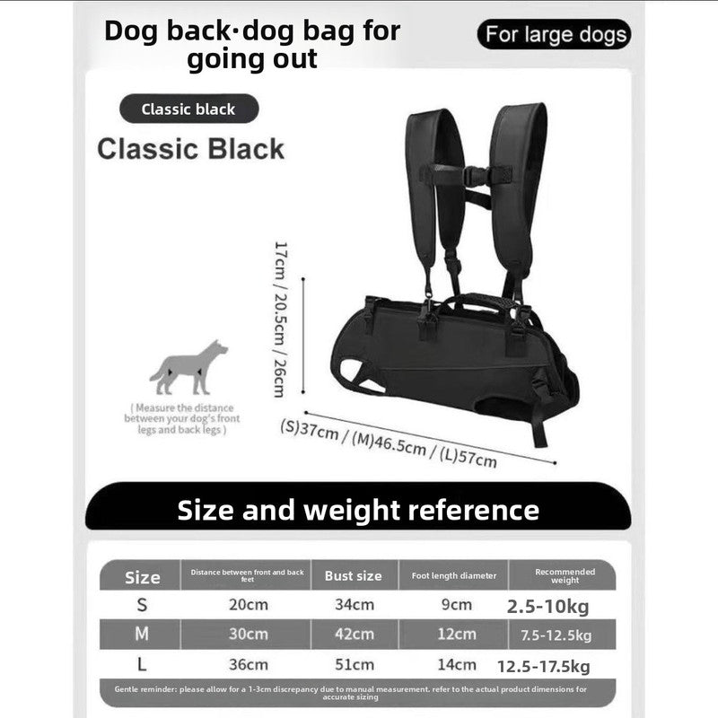 Black Multi-Functional Dog Carrier Backpack and Lift Harness for Hiking and Outdoor Use, Adjustable Breathable Pet Support Sling for Senior or Injured Large Dogs(Size: L) - view 6