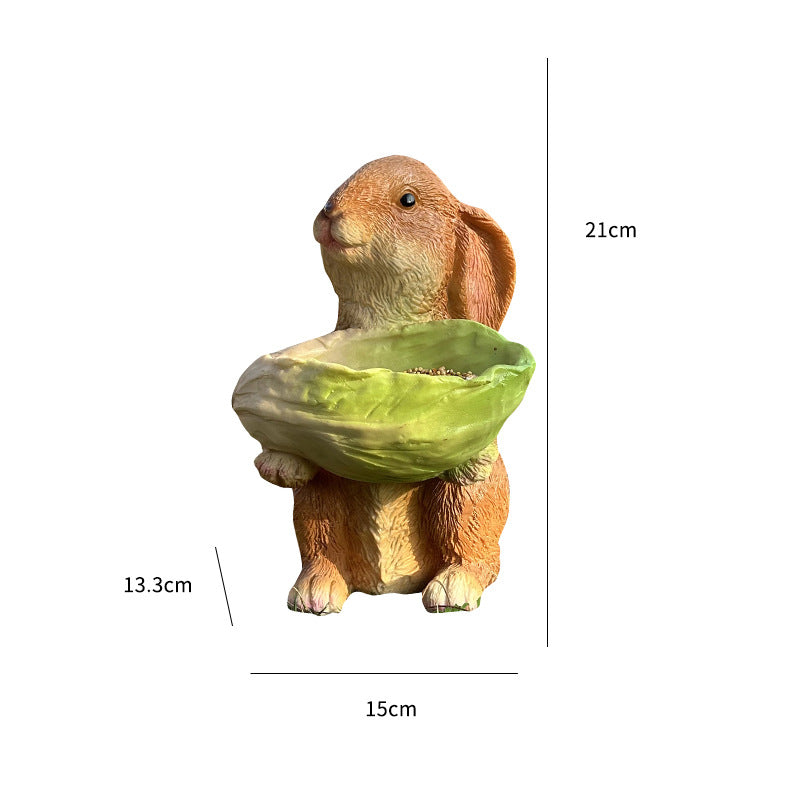 Cute Resin Rabbit Bird Feeder for Outdoor Garden Courtyard Balcony Landscape Decoration Durable Waterproof Animal Statue for Local Wild Bird Enthusiasts - view 5