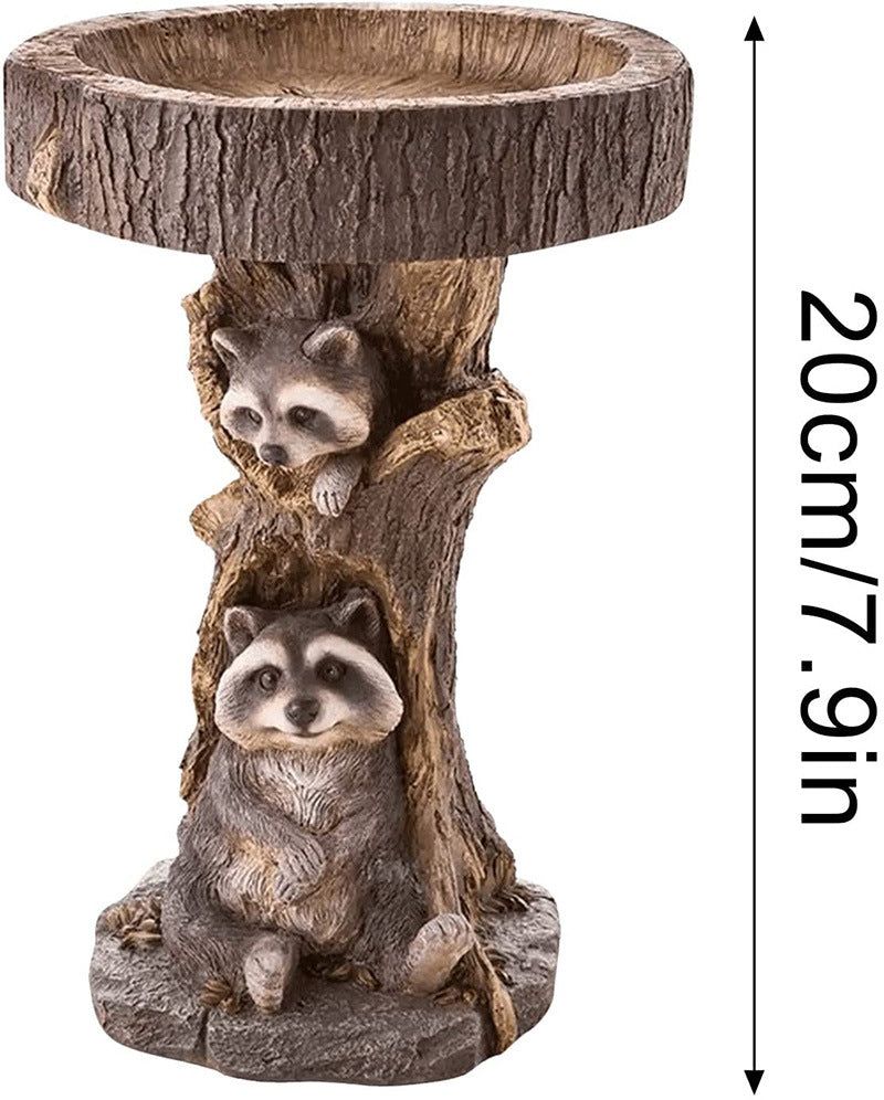 Raccoon Resin Bird Feeder with Natural Stump Design for Garden and Outdoor Decor, Ideal for Attracting Birds and Enhancing Yard Aesthetics - view 3