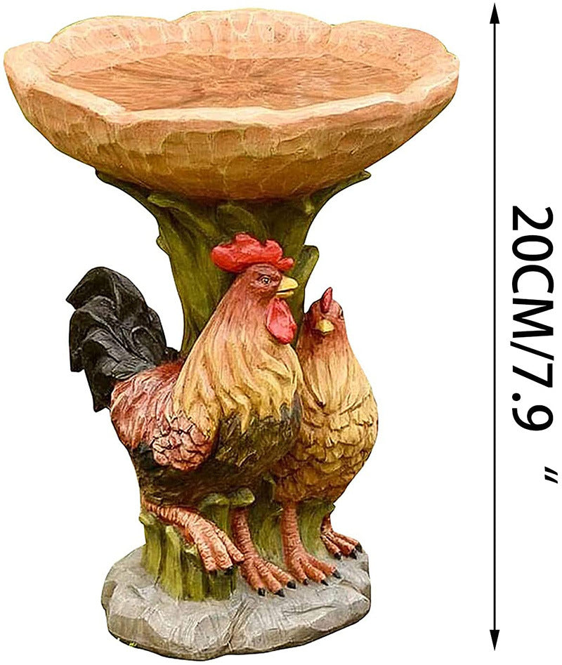 Rooster Resin Bird Feeder with Natural Stump Design for Garden and Outdoor Decor, Ideal for Attracting Birds and Enhancing Yard Aesthetics - view 3