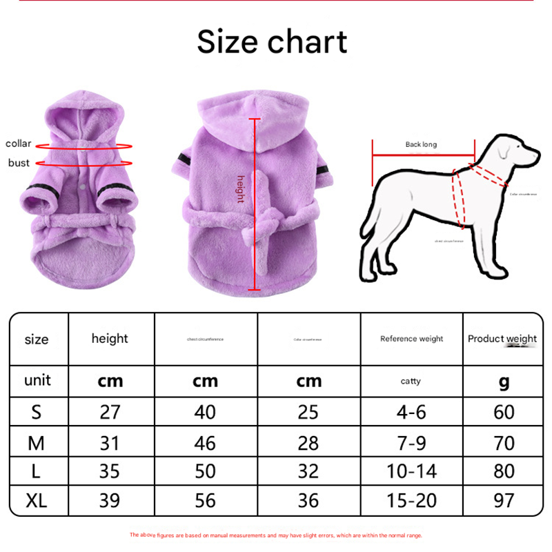 Grey Cozy Pet Bathrobe Sleepwear – Plush Fleece Dog Robe with Hood and Adjustable Waistband for Small to Medium Breeds(Size:XL) - view 6