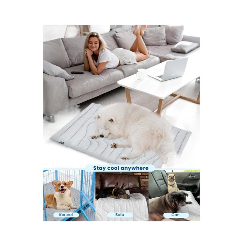 Pet Cooling Mat Self Cooling Pad for Dogs Cats Dual Sided Summer Sleeping Bed Light Green Small (51x41cm) - view 5