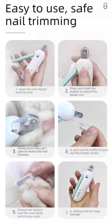 Adjustable Cat Nail Clippers Safety Round Hole Trimmer 1mm-3.5mm Anti-Splash Grooming Tool with File for Kittens & Rabbits Blue - view 8
