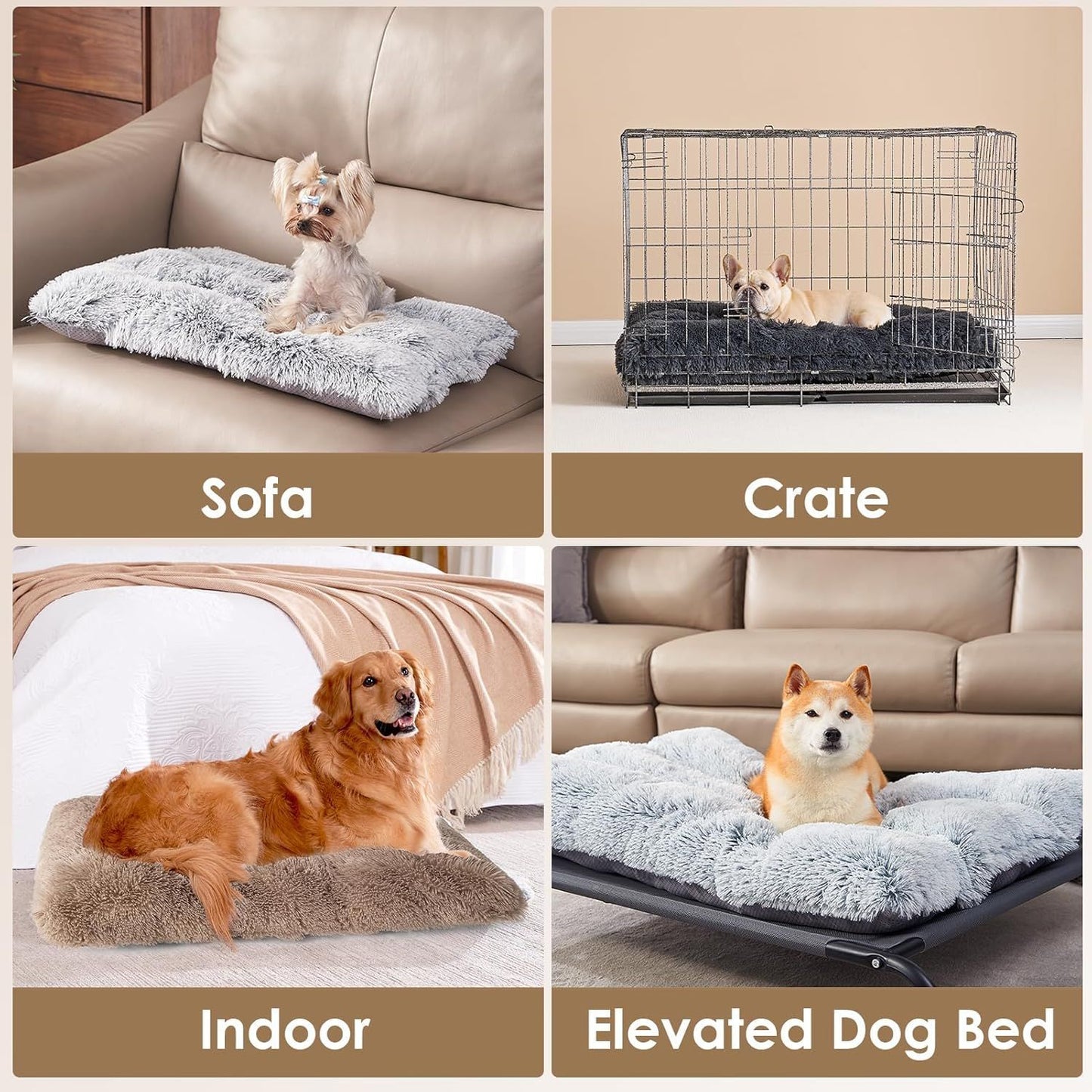 Luxury Long Plush Pet Bed Mat Faux Fur Crate Pad 45x30cm Dark Grey Soft Warm Cushion for Cats & Small Dogs - view 3