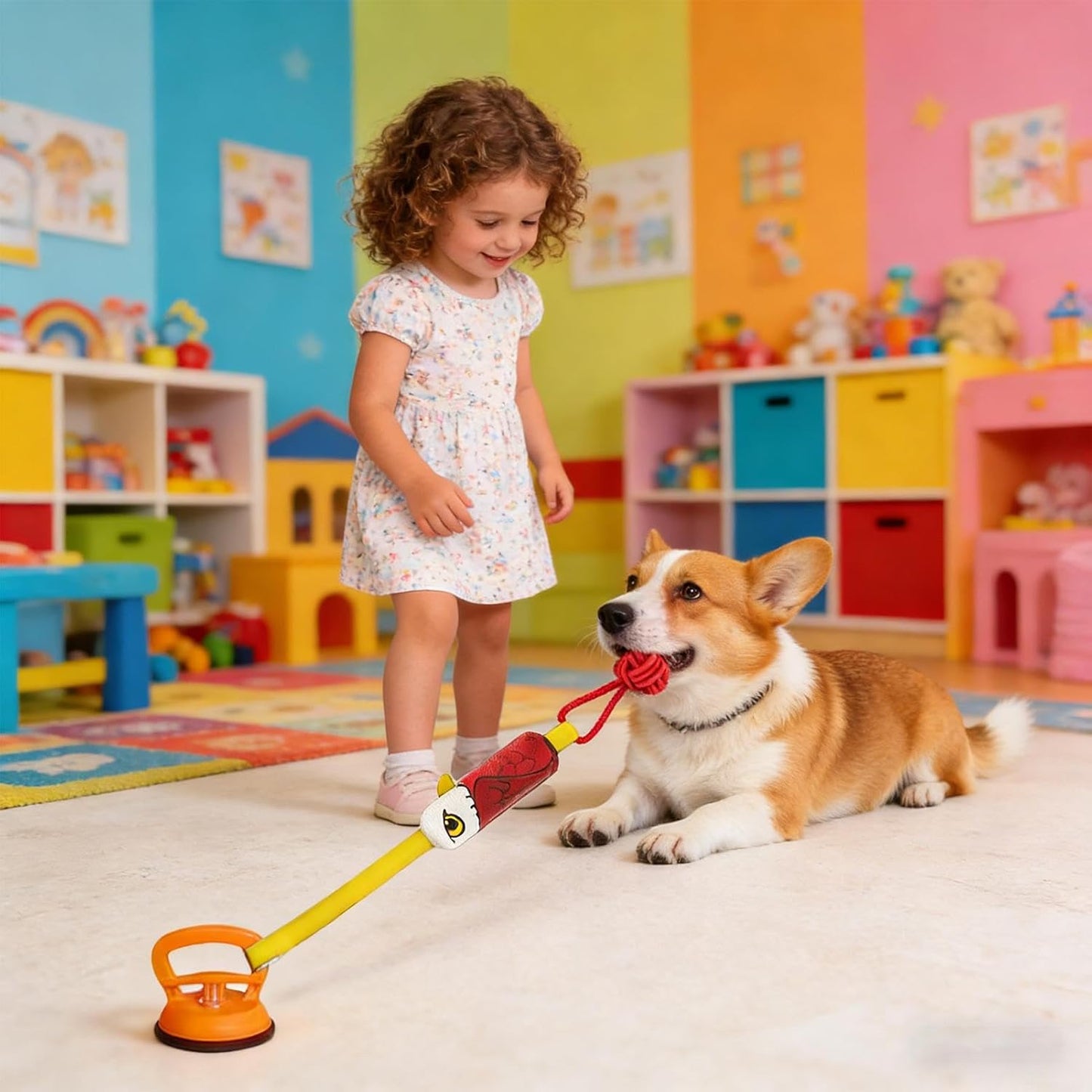 Eagle-shaped Tug-of-War Dog Toy with Suction Cup & Chew Rope Knot - Interactive Squeaky Molar Toy for Puppies & Small Dogs - view 4