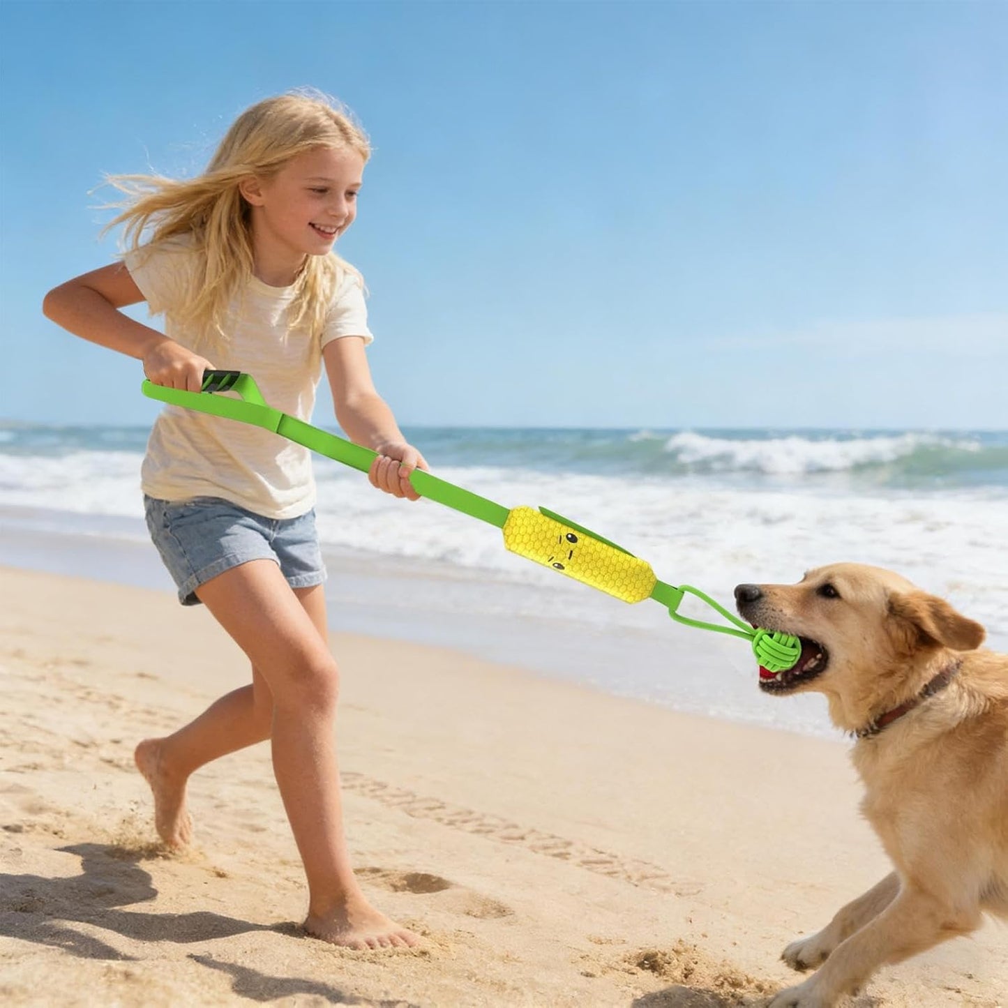 Corn-shaped Tug-of-War Dog Toy with Suction Cup & Chew Rope Knot - Interactive Squeaky Molar Toy for Puppies & Small Dogs - view 4