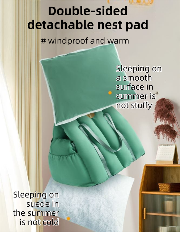 Green 2-in-1 Fluffy Travel Cat Bed & Car Safety Seat - Enclosed Windproof Pet Carrier with Reversible Summer/Winter Cushion, Reinforced Handle and Escape-Proof Leash - view 6