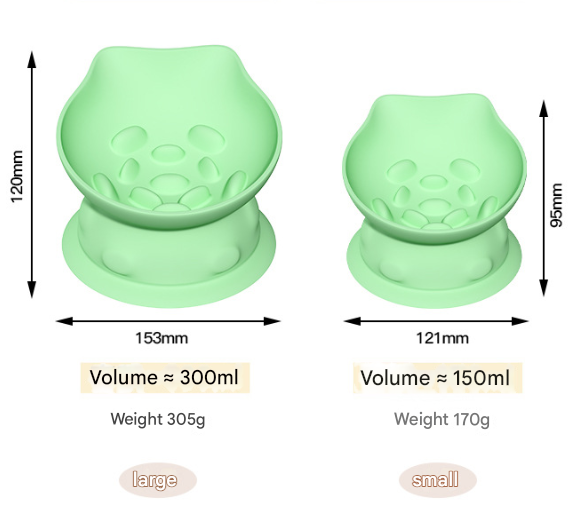 L Pink 2-Piece Elevated Silicone Pet Bowl Set - Slanted Neck Protection Cat Bowl with Anti-Slip Suction Base for Cats and Small Dogs - view 2