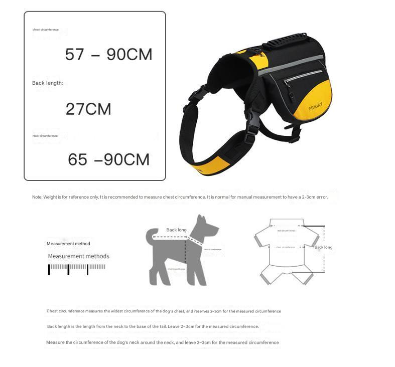 Yellow Reflective Dog Saddle Harness with Storage Bags - Adjustable Pet Backpack for Outdoor Adventures - view 3