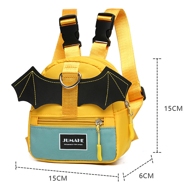 Orange Adorable Bat-Wing Pet Backpack for Dogs | Self-Wearing Snack Pouch | Adjustable Harness Bag with Leash Attachment - view 2