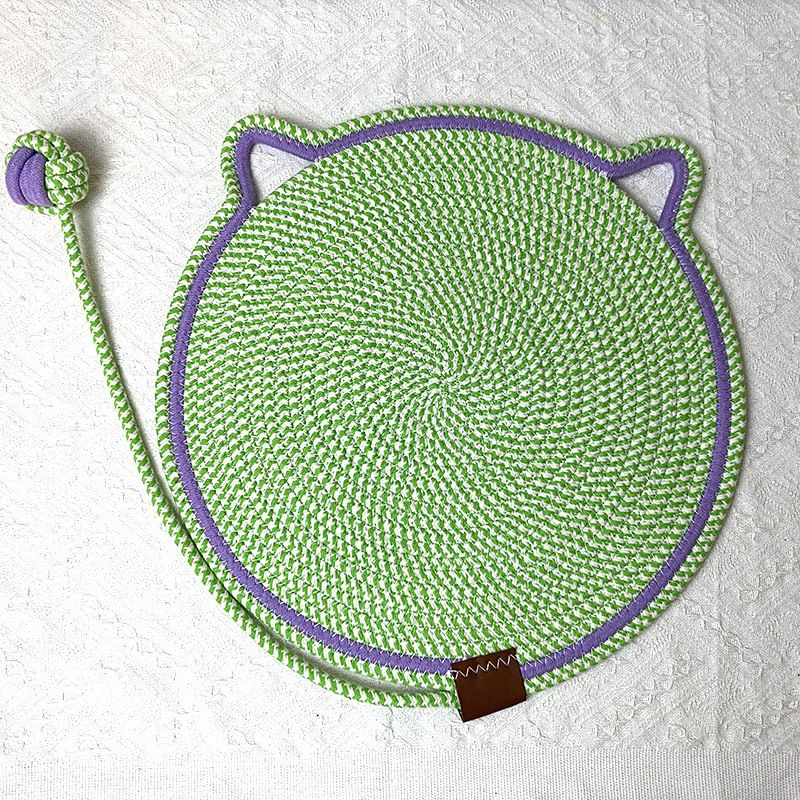 Green Durable Cat Scratching Mat with Attached Toy Ball - Washable and Multi-Functional, Ideal for Cats' Scratching and Sleeping - 50cm Diameter - view 6