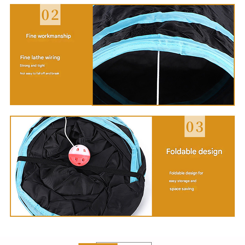 Black Y-shaped connector Cat Tunnel Play Set with Collapsible Design, Interactive Ball & Durable Fabric – Ideal for Indoor Cats to Exercise and Explore - view 4