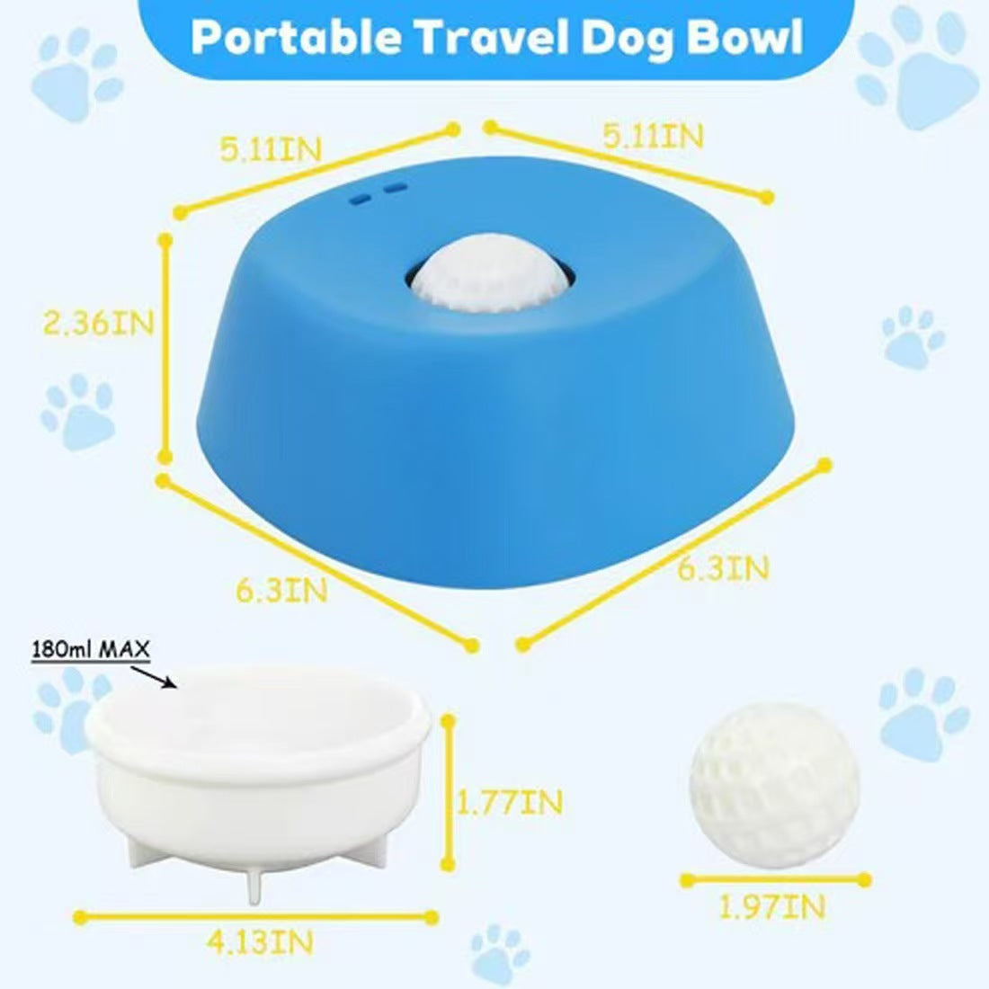 Yellow bowl, white ball Slow Feeding Dog Bowl with Built-In Rolling Ball – Anti-Spill Pet Lick Dish for Healthy Eating Habits - view 6
