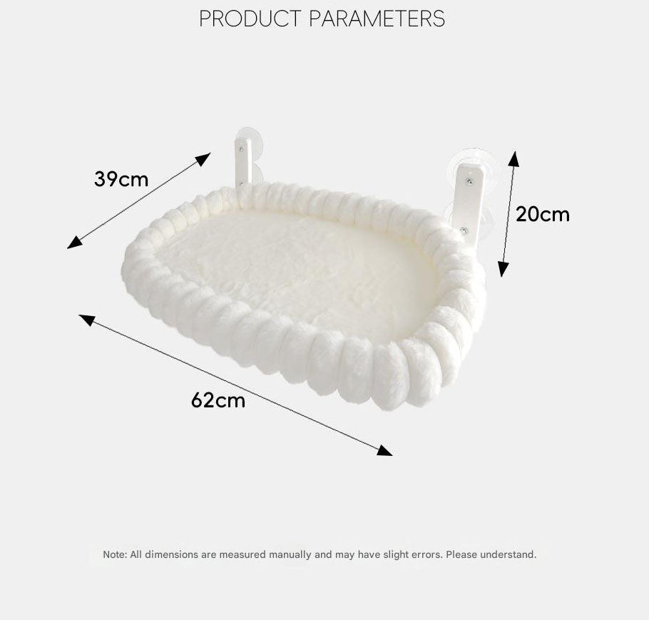 White Plush Cat Window Hammock with Strong Suction Cups, Faux Rabbit Fur Pet Bed for Cats and Small Dogs, Space-Saving Foldable Hanging Cat Perch for Sunbathing and Relaxation - view 6