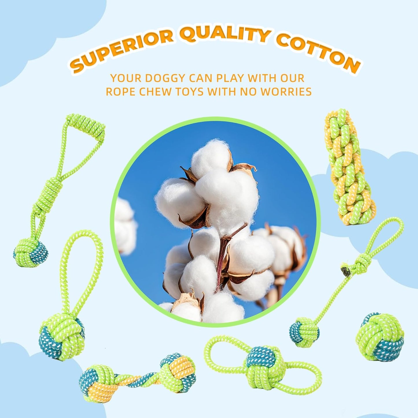 7-Piece Purple and pink Durable Cotton Rope Dog Toy Set - Washable Knotted Ball & Tug Toys for Aggressive Chewers, Interactive Teeth Cleaning Pet Toy for Small to Medium Dogs & Cats - view 6