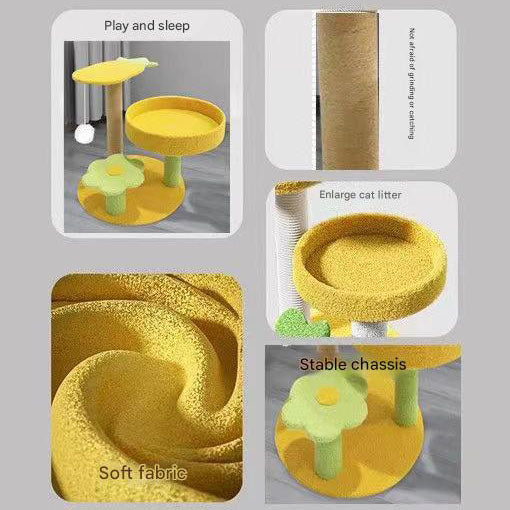 Green Cactus Pineapple Cat Tree with Scratching Post & Cozy Perch - Multi-Level Cat Tower with Flower Platform and Hanging Ball for Indoor Cats - view 5
