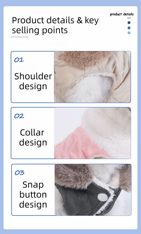 L Size Beige Winter Padded Cotton Dog Thermal Plaid Vest with Faux Fur Collar - Thick Fleece-Lined Warm Pet Jacket - view 4