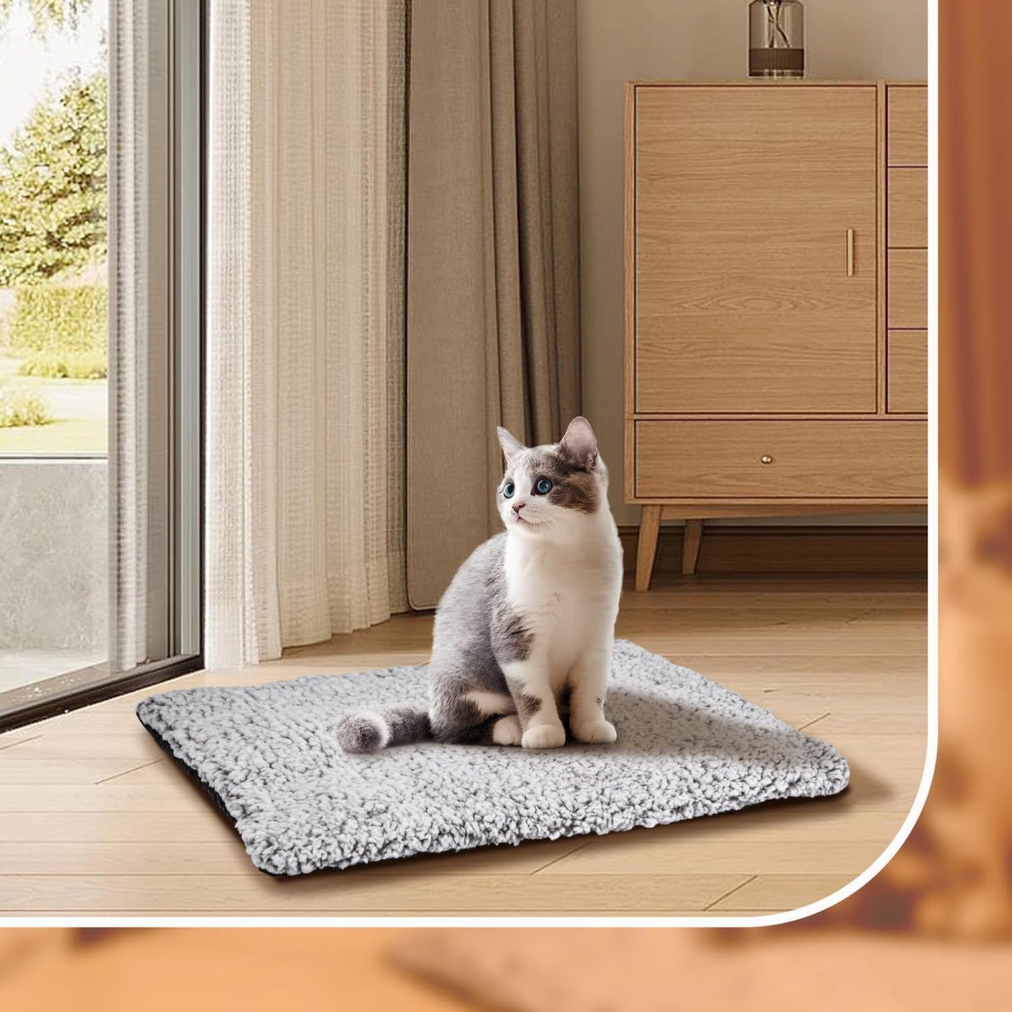 50 x 40 CM Self-Warming Thermal Pet Fluffy Mat with Machine Washable & Removable Zippered Cover - Waterproof Soft Cotton Fleece Bed for Dogs & Cats - view 5