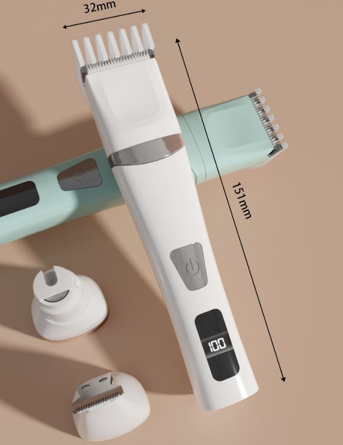 White Professional 3-in-1 Pet Grooming Kit - Low-Noise Rechargeable Dog Hair Trimmer & Nail Grinder for Paws, Eyes, and Body - view 8