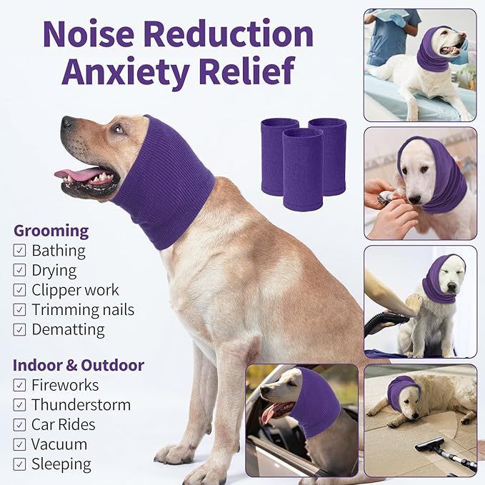 3-Pack(S/M/L Size) Blue Instant Calming Dog Warm Hoods and Ear Covers - Anxiety Relief Noise Reduction & Grooming Support, Breathable Full-Head Protection - view 4