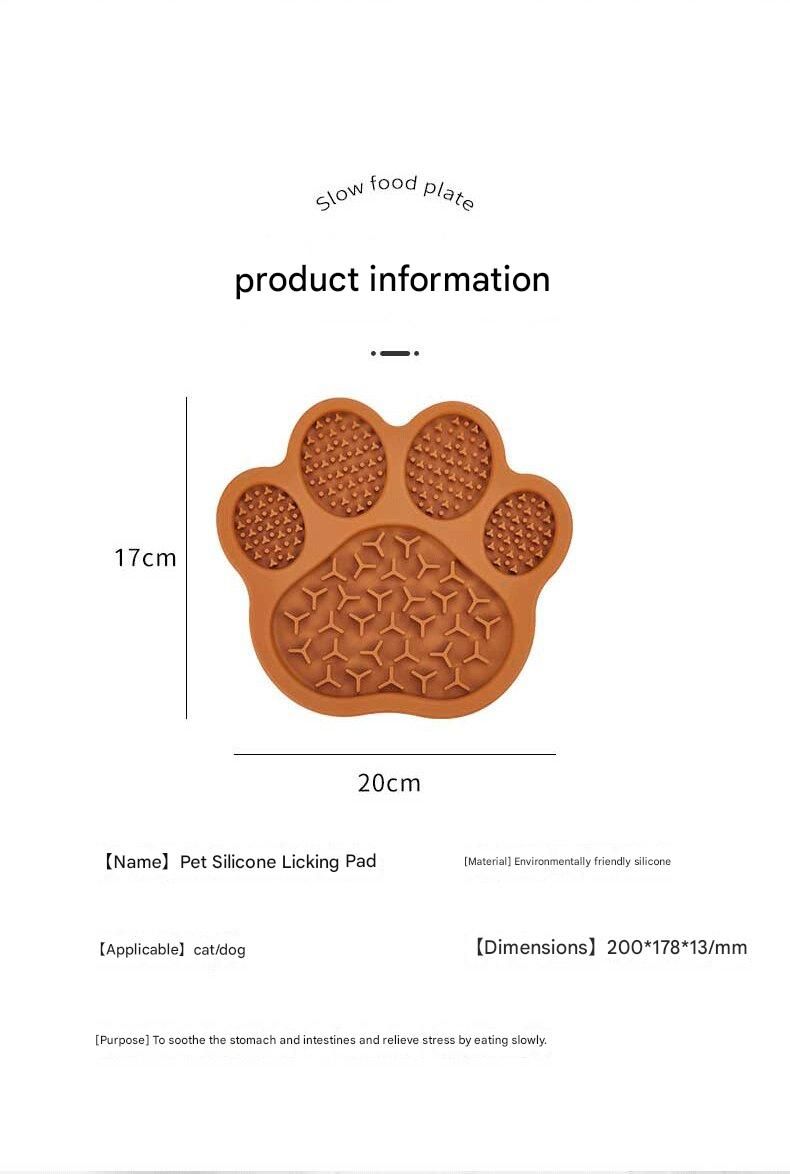 Light Yellow Silicone Slow Feeder Lick Mat for Dogs and Cats - Paw Shaped Non Slip Pet Bowl with Suction Cups - BPA Free, Dishwasher Safe, Freezer Safe, Anxiety Relief, Easy Clean, 20x17cm - Pink, Brown, Yellow - view 9