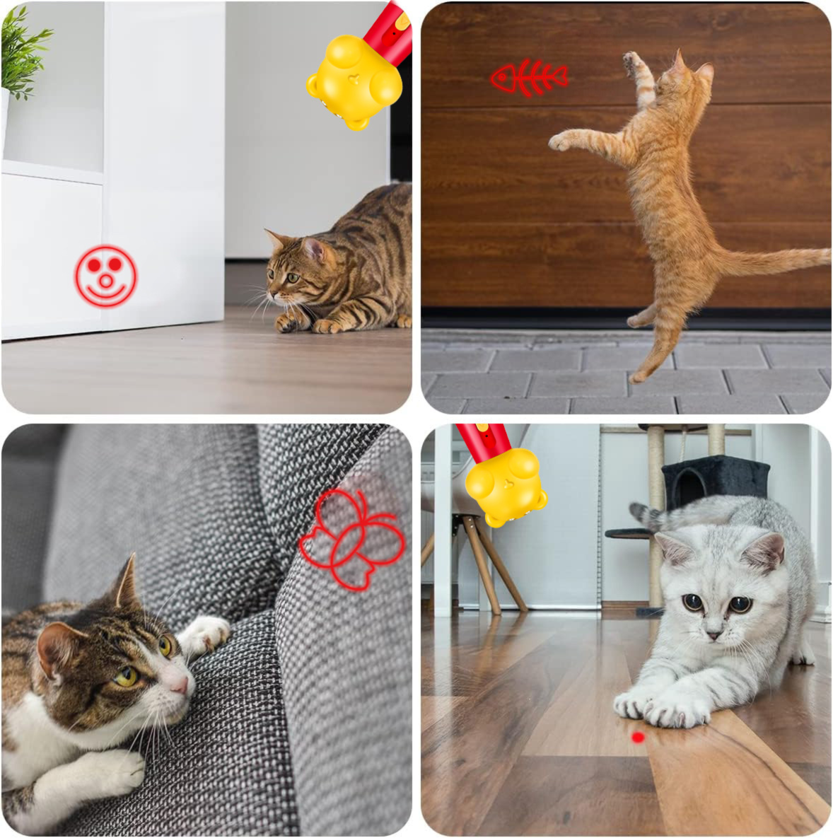 Pink Bear Laser Cat Toy Set - 2 Piece USB Rechargeable Multi Pattern Laser Pointer with UV and White Light for Cats - view 6
