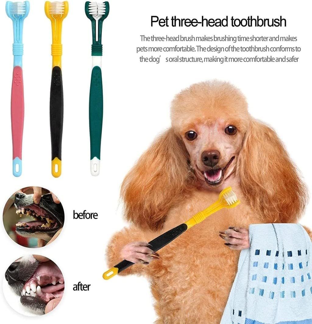 3-Sided Pet Toothbrush 4-Pack - Soft Bristle Dog Cat Dental Care Brush Set - view 5