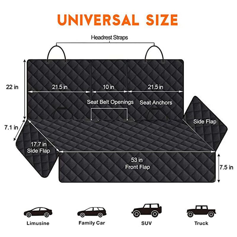 Car Rear Seat Pet Protector Mat Waterproof Dog Cat Back Seat Cover Black - view 5