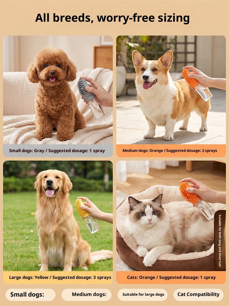 Orange Pet Shampoo Brush Silicone Foaming Massage Comb Dog Cat Bathing Grooming Tool - view 10