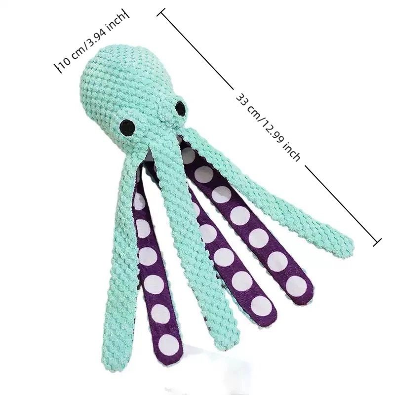 2-Pack Yellow Plush Octopus Dog Toy with Squeaker - Interactive Chew Toy for Small, Medium & Large Dogs - Durable, Teeth-Cleaning & Boredom-Relief Pet Toy (35cm) - view 4