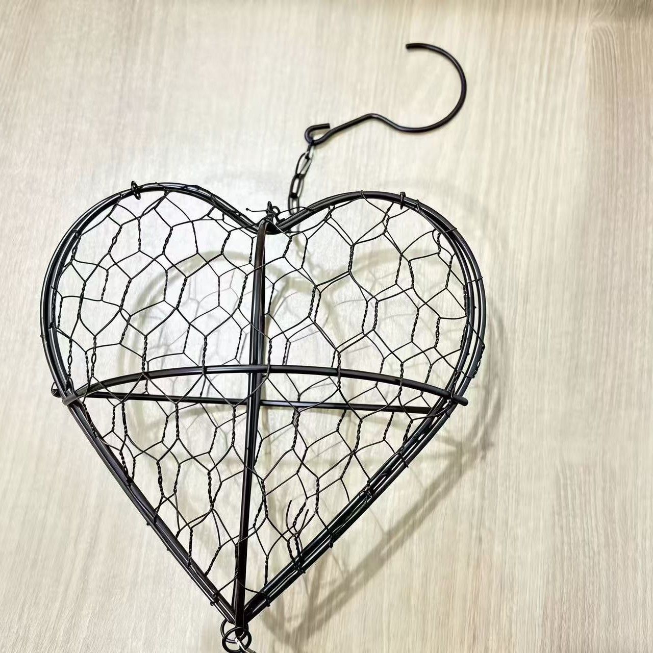 Bird Heart-Shaped Nest with Hanging Metal Frame - Outdoor Garden Decor & Wild Bird Support - Unique Yard Art for Backyard Sanctuaries and Nature Lover Gifts - view 4