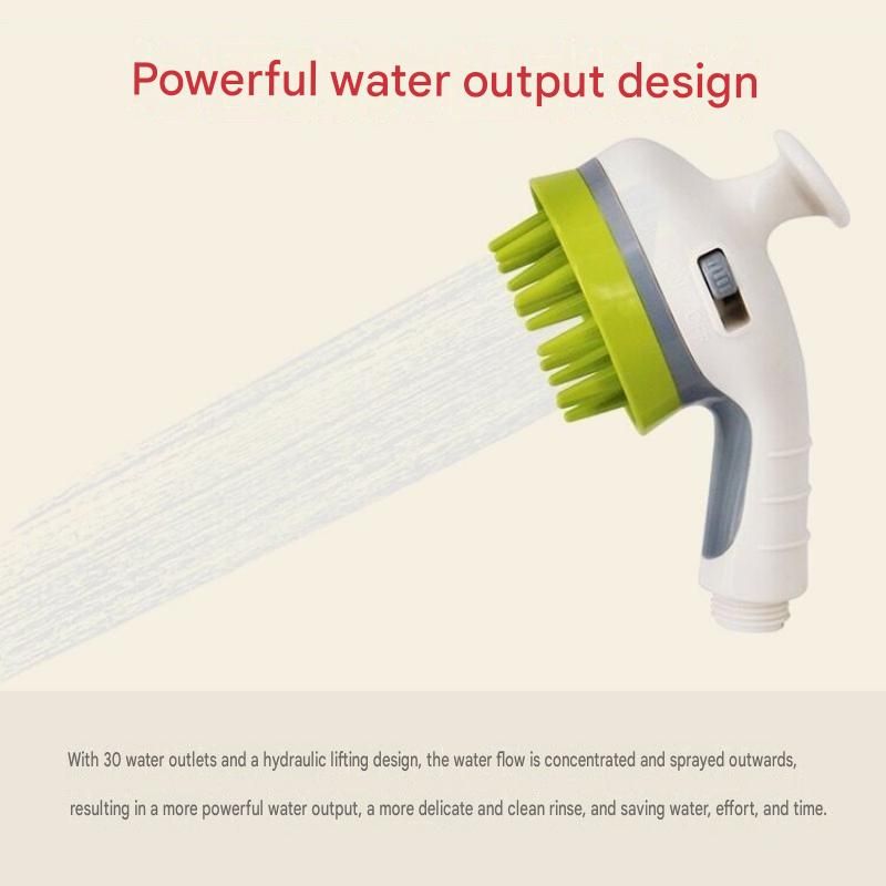 Orange Pet Bathing Shower Sprayer Brush with Water Control Switch Control Dog Grooming Massage Shampoo Rinse Tool - view 9